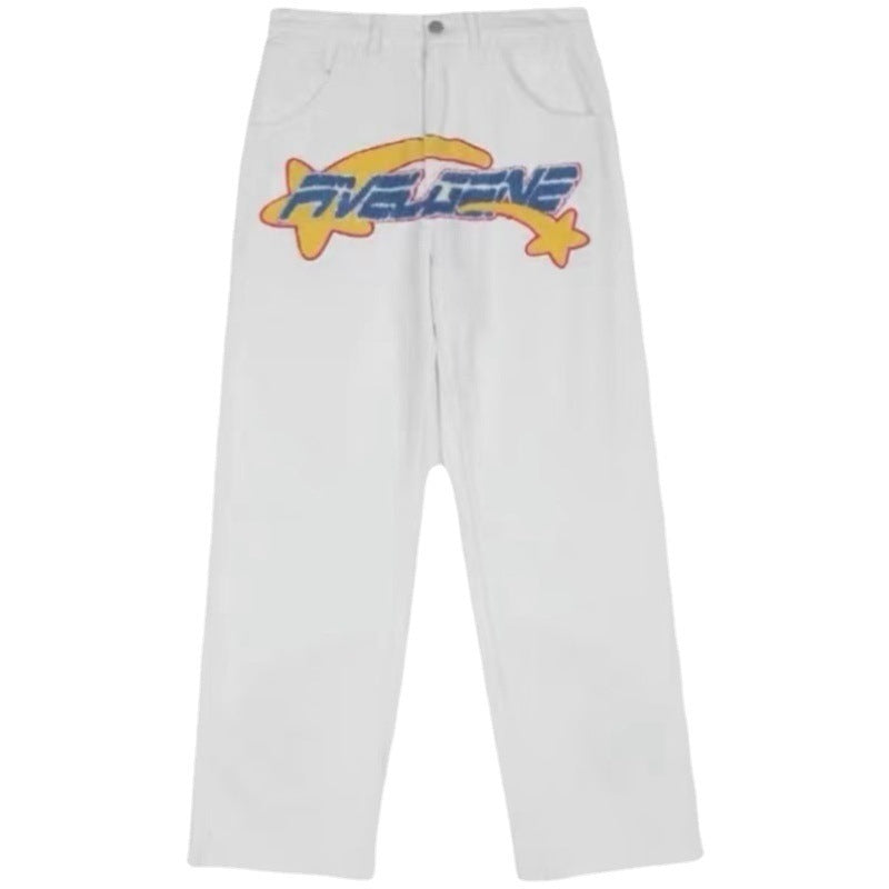 American Street Embroidered Casual Trousers