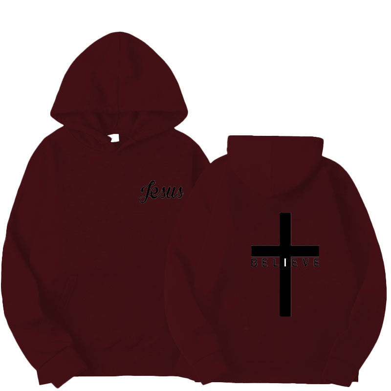 Believe Cross Printed Hoodie