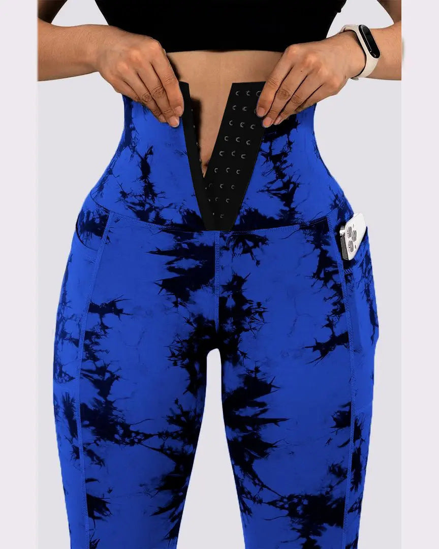 Women's Yoga Sports Patchwork Pocket Tie-dye Leggings Success