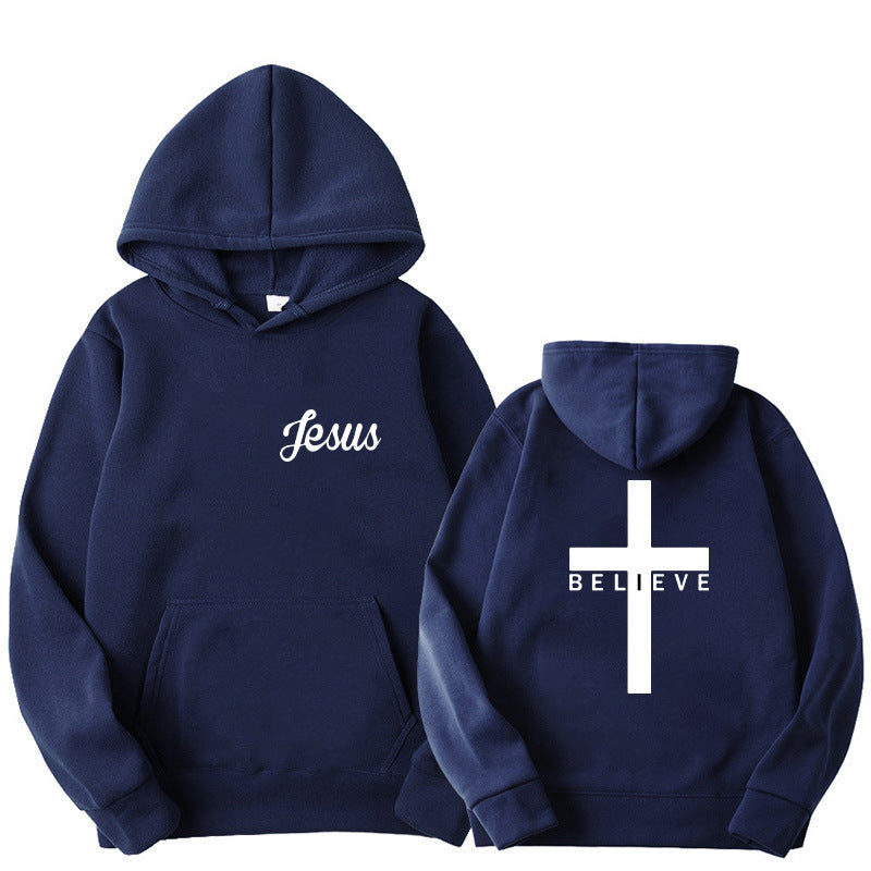 Believe Cross Printed Hoodie