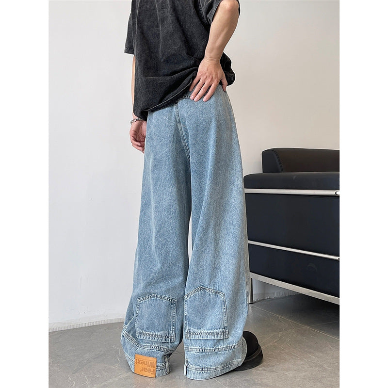 Men's Washed Wide-leg Pants