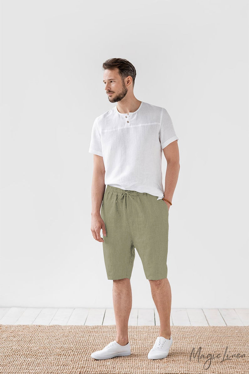 Loose Cotton And Linen Shorts Summer Casual Cropped Pants