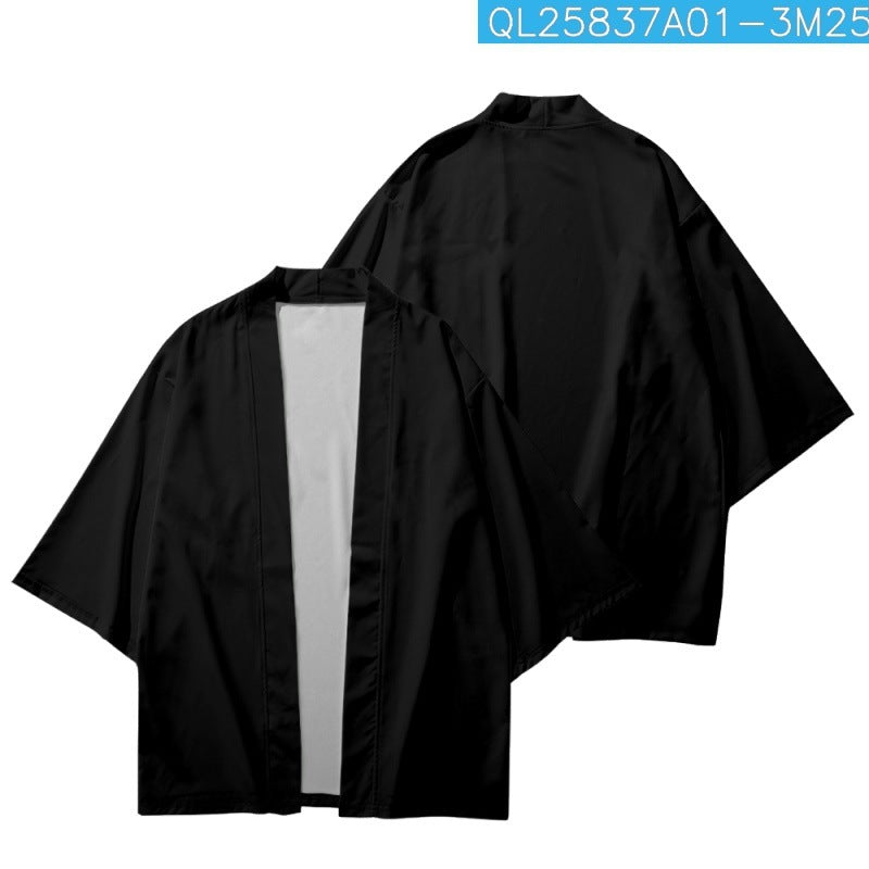 Men's Fashion 3D Printed Cropped Shirt Robe Cardigan