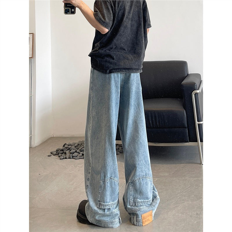 Men's Washed Wide-leg Pants