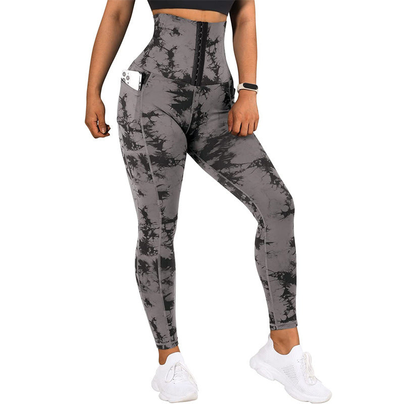 Women's Yoga Sports Patchwork Pocket Tie-dye Leggings Success