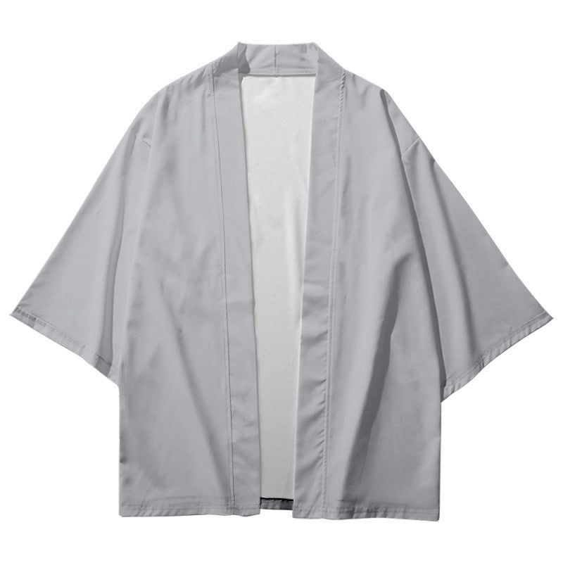 Men's Fashion 3D Printed Cropped Shirt Robe Cardigan
