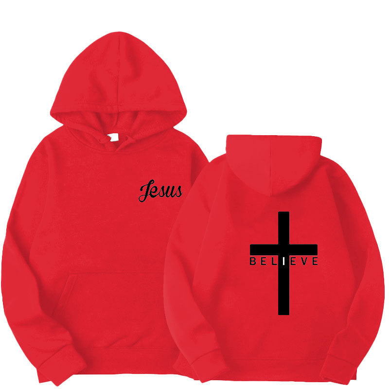 Believe Cross Printed Hoodie