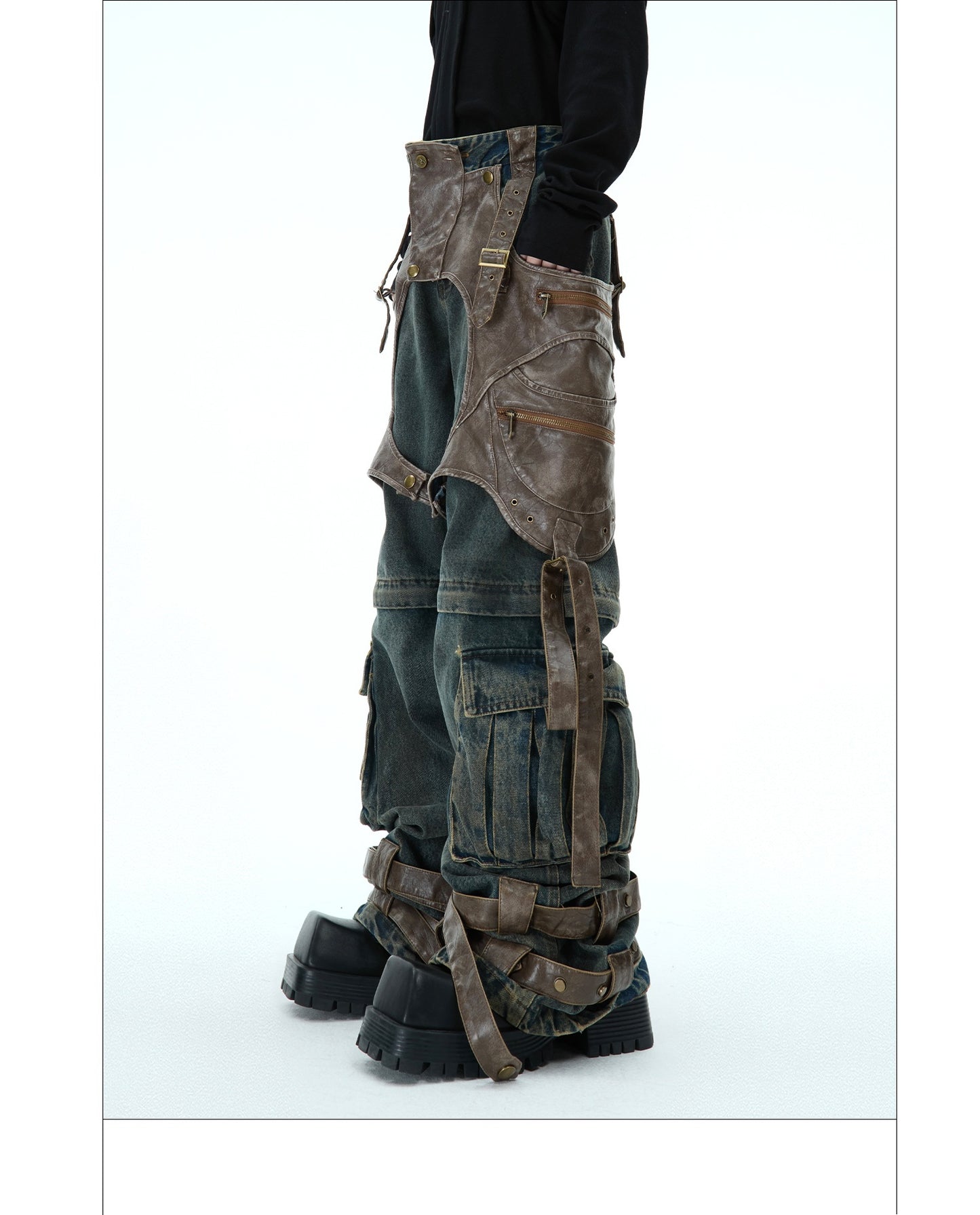 Retro Deconstructed Jeans Detachable Stitching