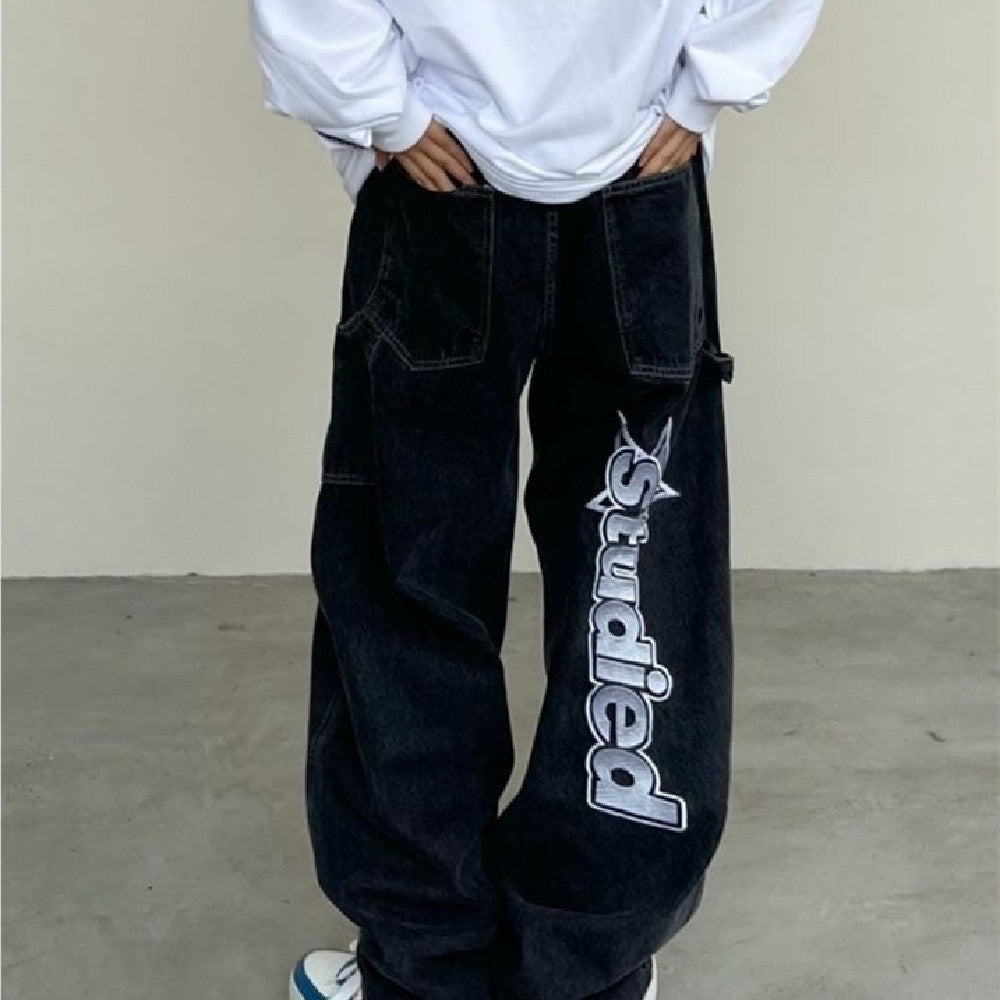 Star Embroidered Jeans Loose