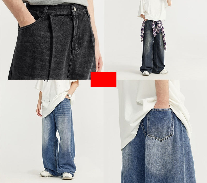 Loose Mid-high Waist Washed Wide Leg Jeans