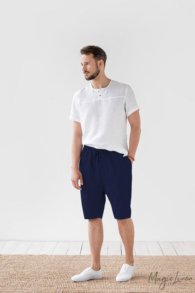 Loose Cotton And Linen Shorts Summer Casual Cropped Pants
