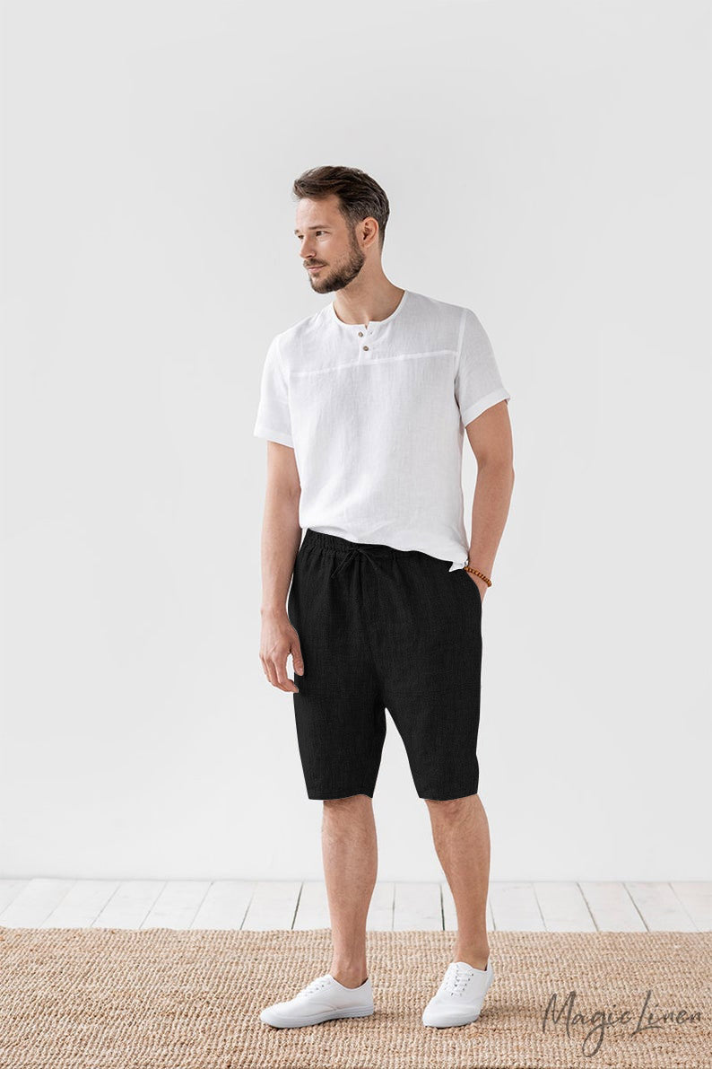 Loose Cotton And Linen Shorts Summer Casual Cropped Pants