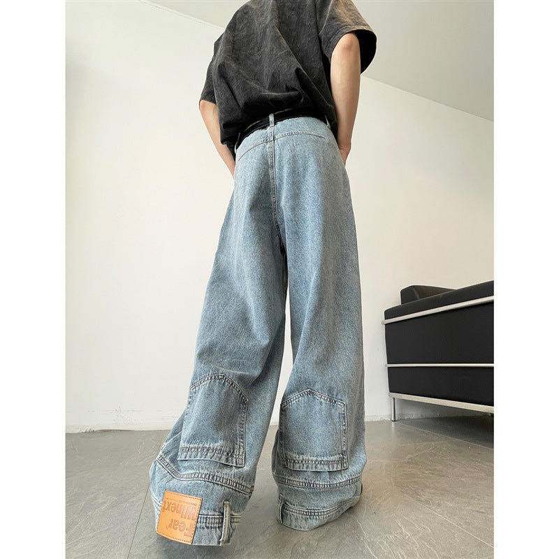 Men's Washed Wide-leg Pants