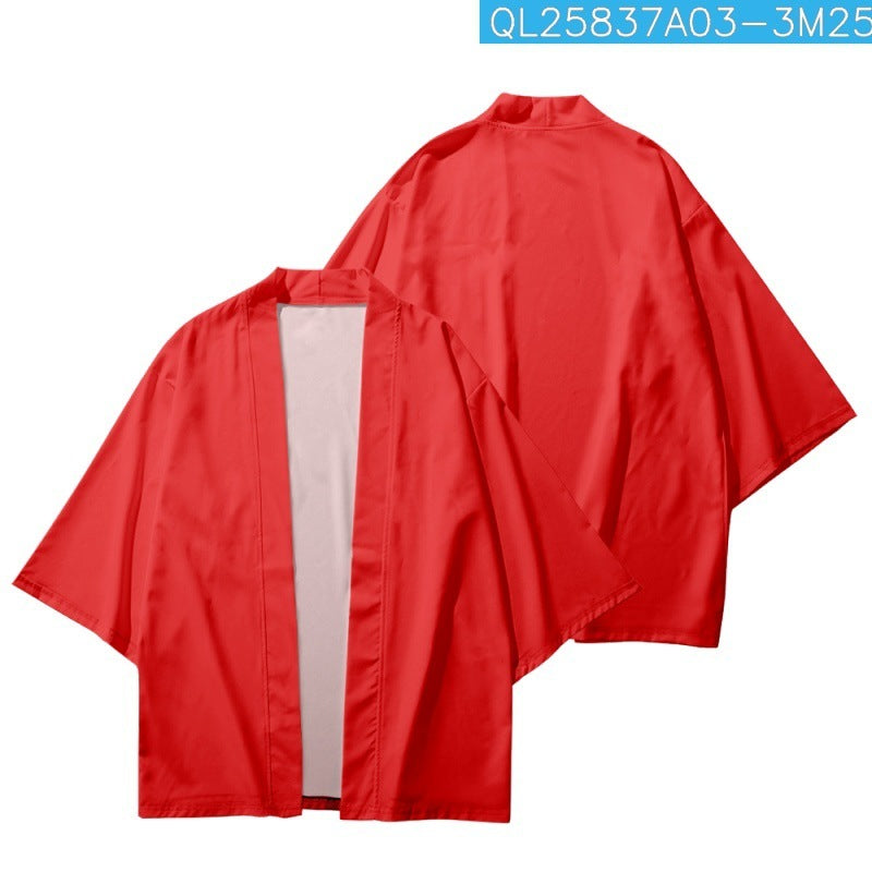 Men's Fashion 3D Printed Cropped Shirt Robe Cardigan