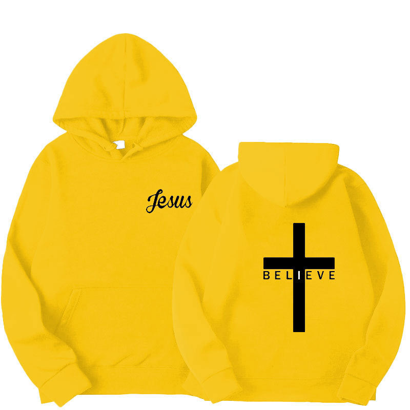 Believe Cross Printed Hoodie