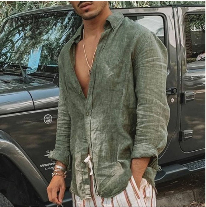 Beach Style Men's Button Shirt