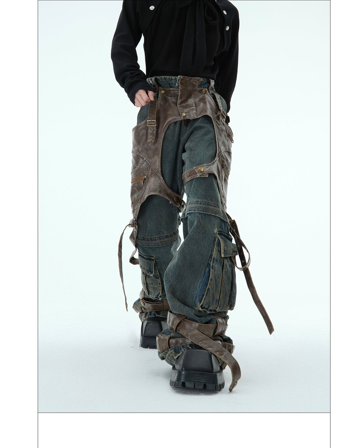 Retro Deconstructed Jeans Detachable Stitching