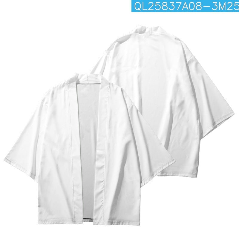 Men's Fashion 3D Printed Cropped Shirt Robe Cardigan