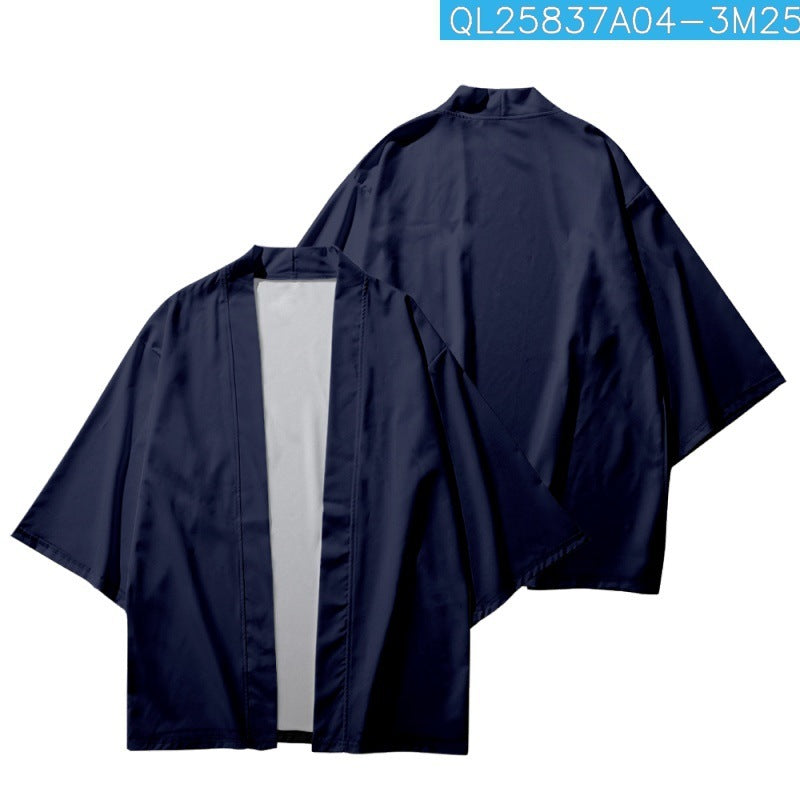 Men's Fashion 3D Printed Cropped Shirt Robe Cardigan