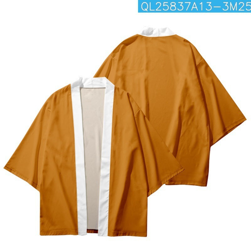 Men's Fashion 3D Printed Cropped Shirt Robe Cardigan