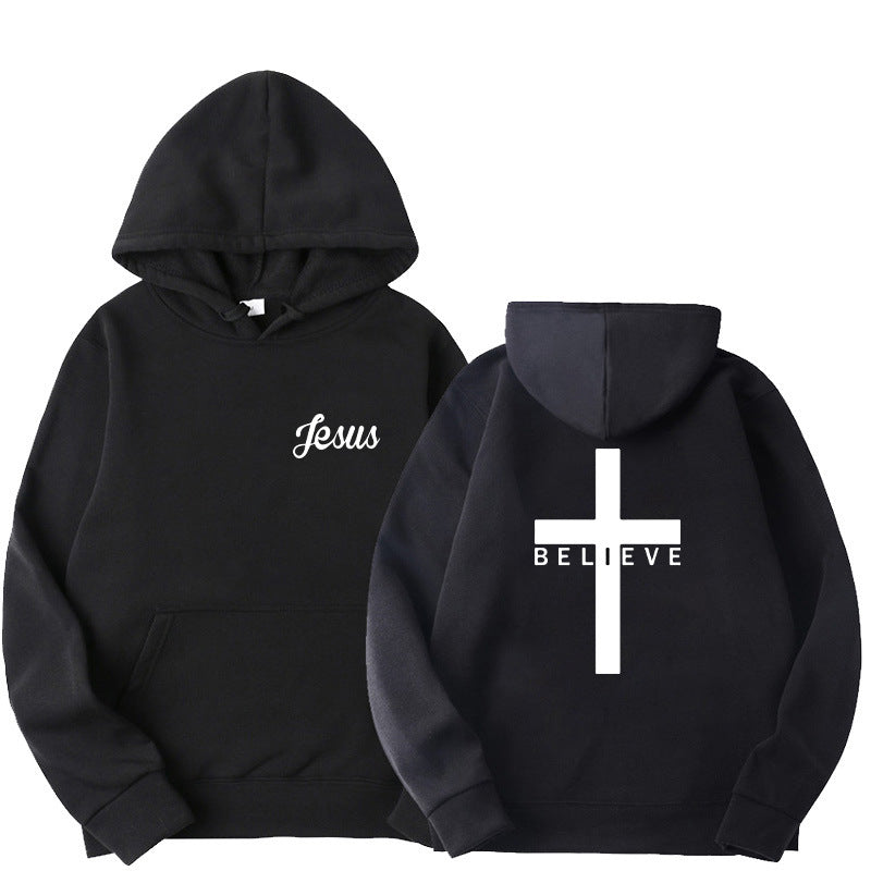 Believe Cross Printed Hoodie