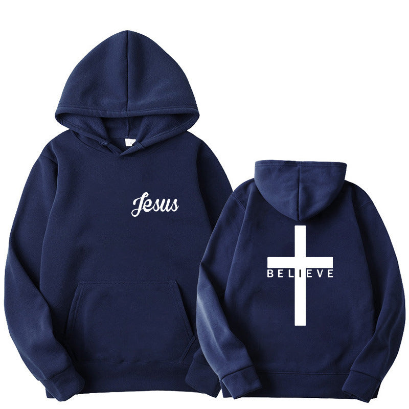 Believe Cross Printed Hoodie