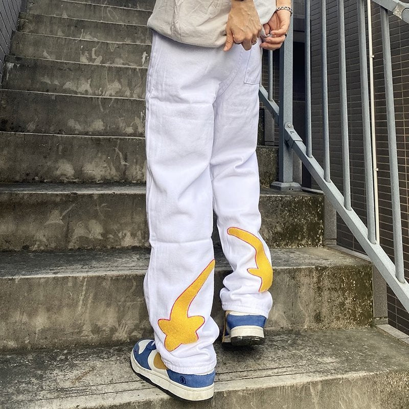 American Street Embroidered Casual Trousers