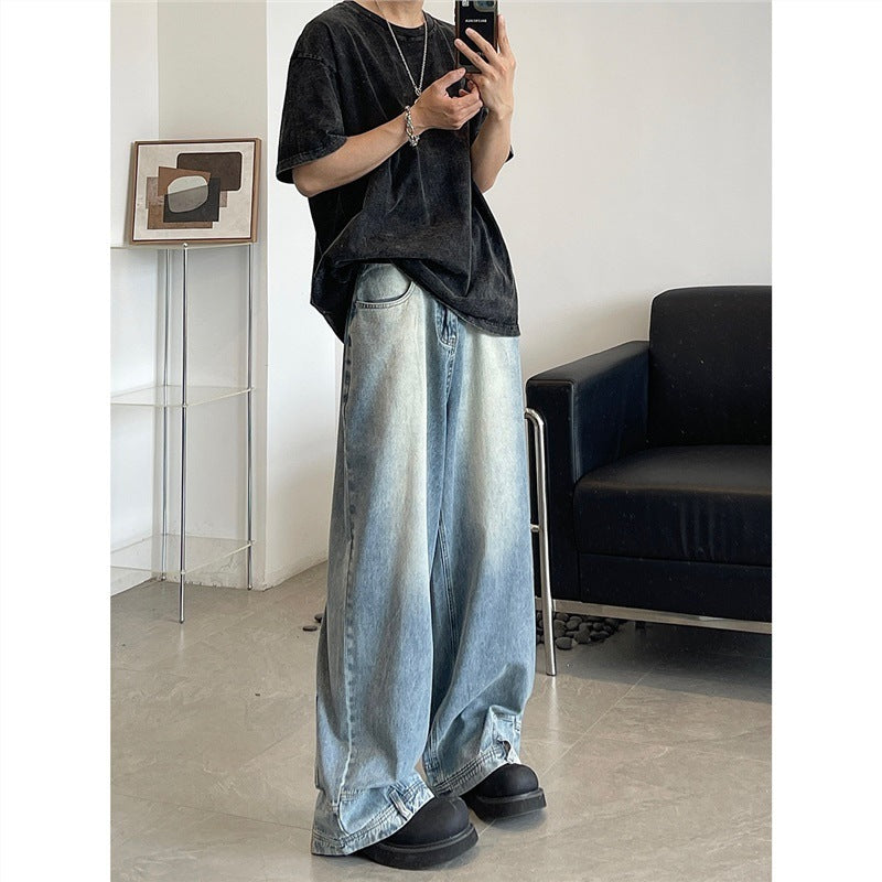 Men's Washed Wide-leg Pants