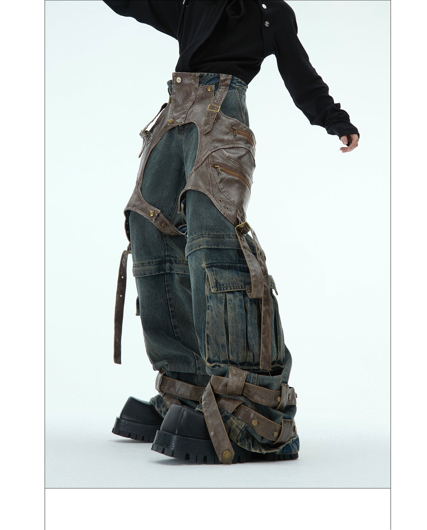 Retro Deconstructed Jeans Detachable Stitching