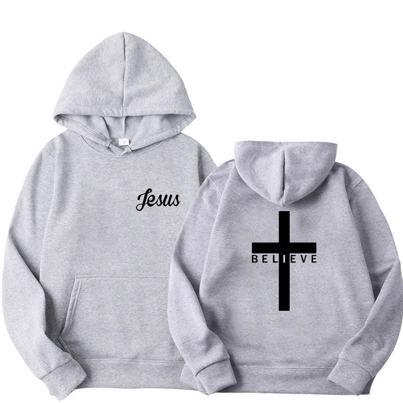 Believe Cross Printed Hoodie