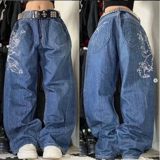 High Waist Retro Distresse leg Jeans