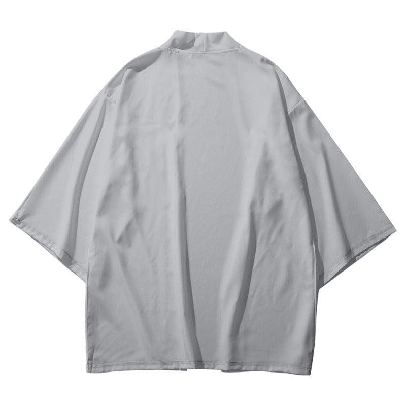 Men's Fashion 3D Printed Cropped Shirt Robe Cardigan