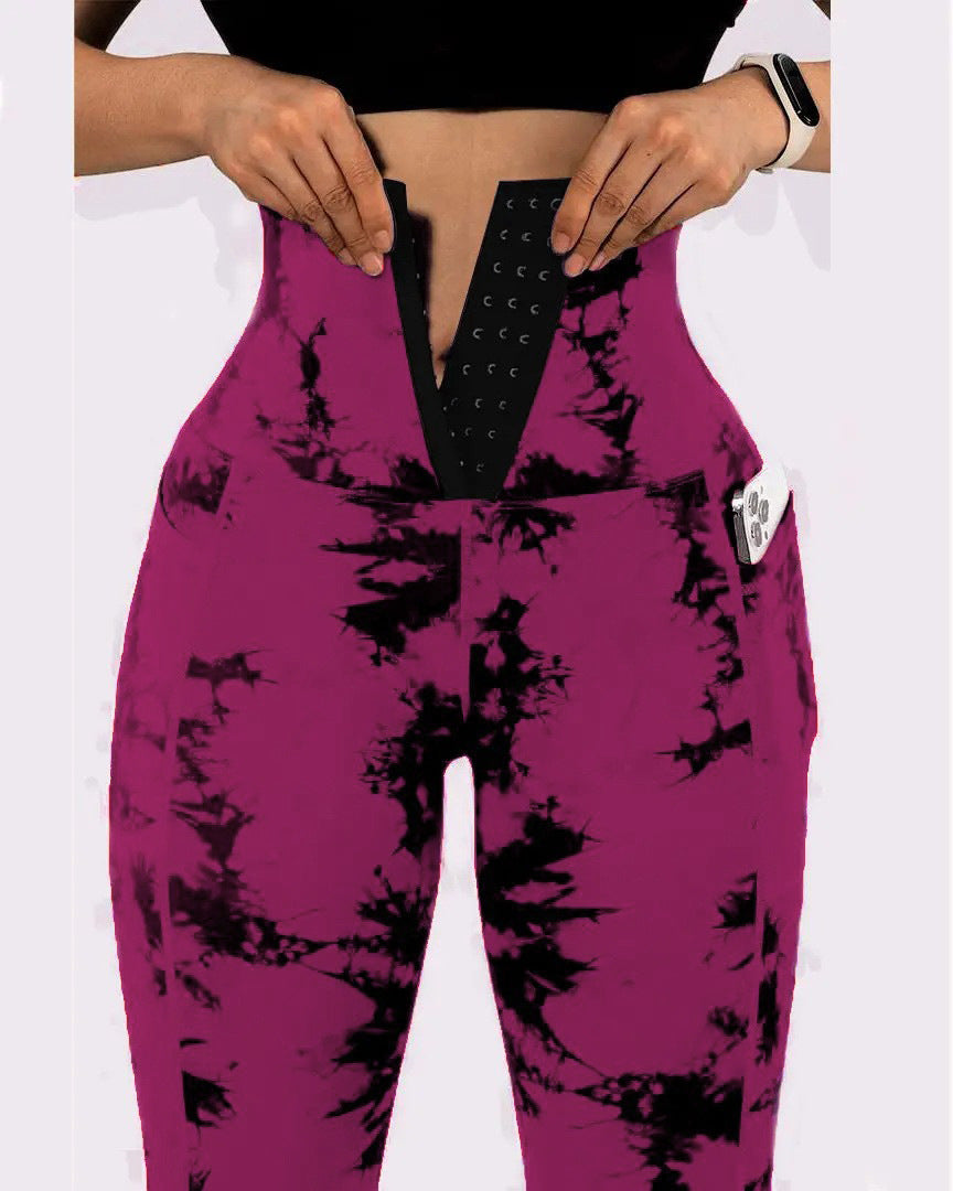Women's Yoga Sports Patchwork Pocket Tie-dye Leggings Success