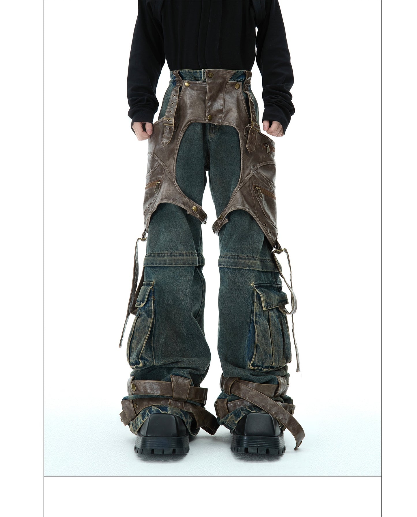 Retro Deconstructed Jeans Detachable Stitching