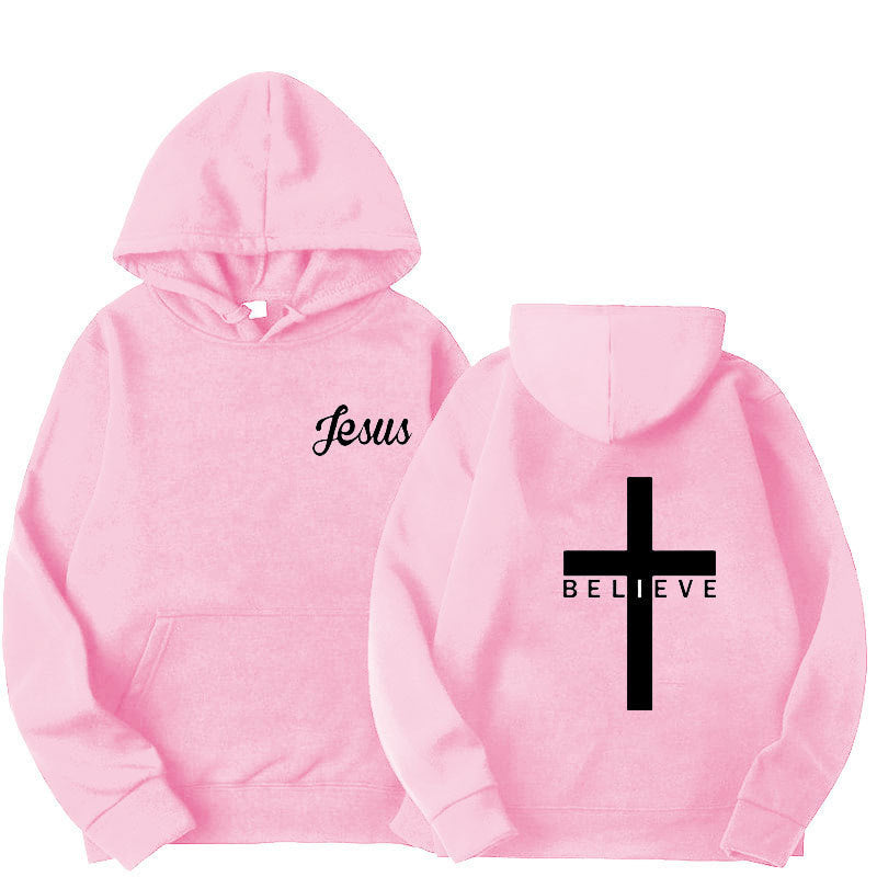 Believe Cross Printed Hoodie