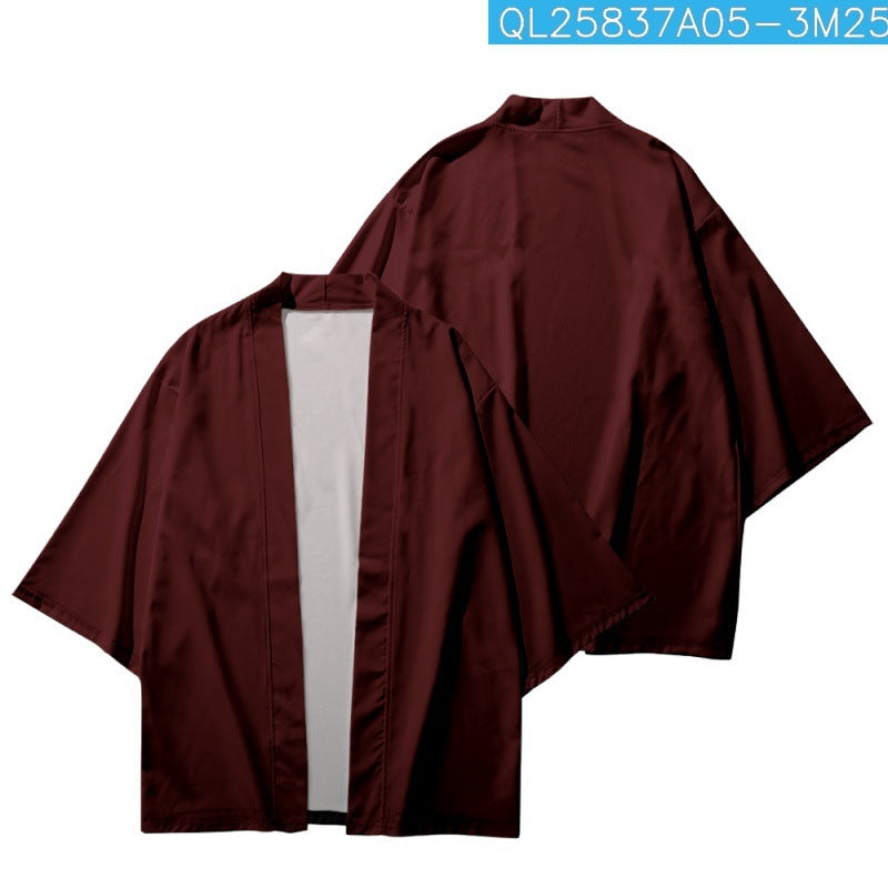 Men's Fashion 3D Printed Cropped Shirt Robe Cardigan