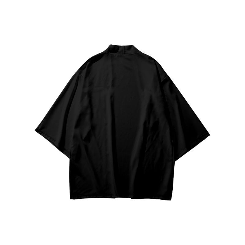 Men's Fashion 3D Printed Cropped Shirt Robe Cardigan