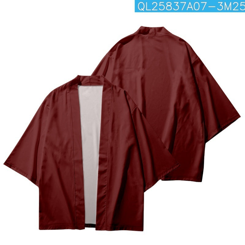 Men's Fashion 3D Printed Cropped Shirt Robe Cardigan