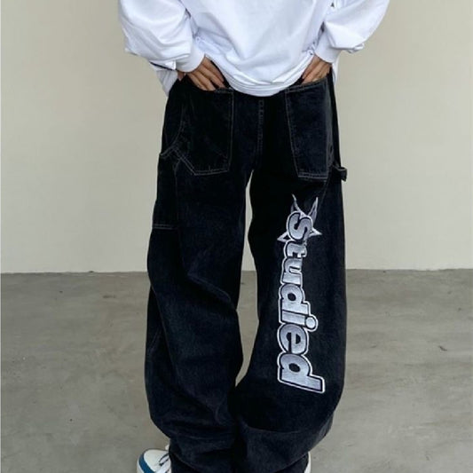 Star Embroidered Jeans Loose