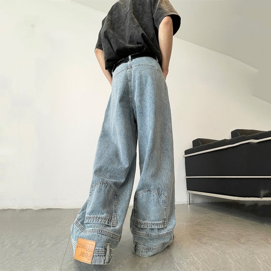 Men's Washed Wide-leg Pants
