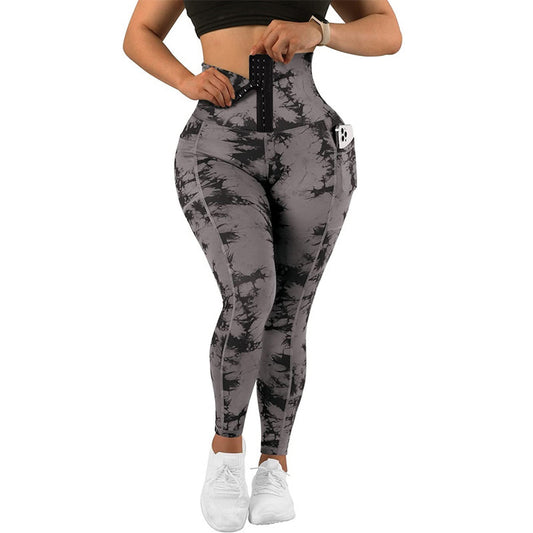 Women's Yoga Sports Patchwork Pocket Tie-dye Leggings Success