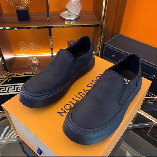 2025 new high-value black cloth fabric trendy men's shoes