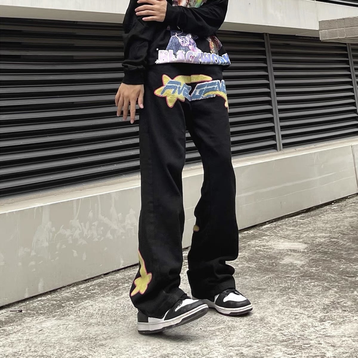 American Street Embroidered Casual Trousers