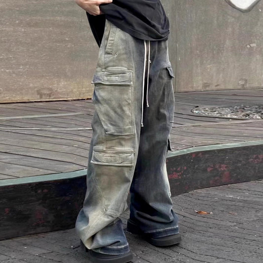 Washed Multi-pocket Gradient Jeans