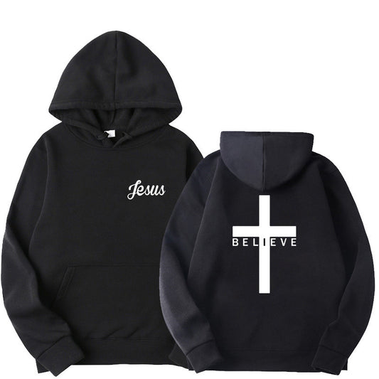 Believe Cross Printed Hoodie