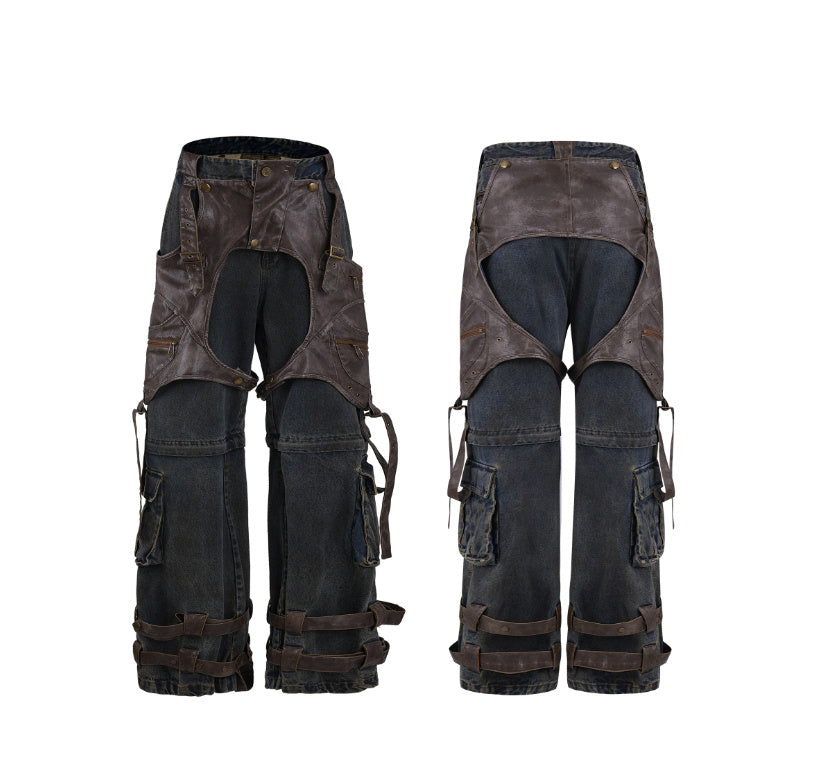 Retro Deconstructed Jeans Detachable Stitching
